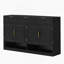 Buffet avec 3 tiroirs et 4 portes, buffet de rangement avec tablette réglable et compartiments de rangement ouverts-89622810