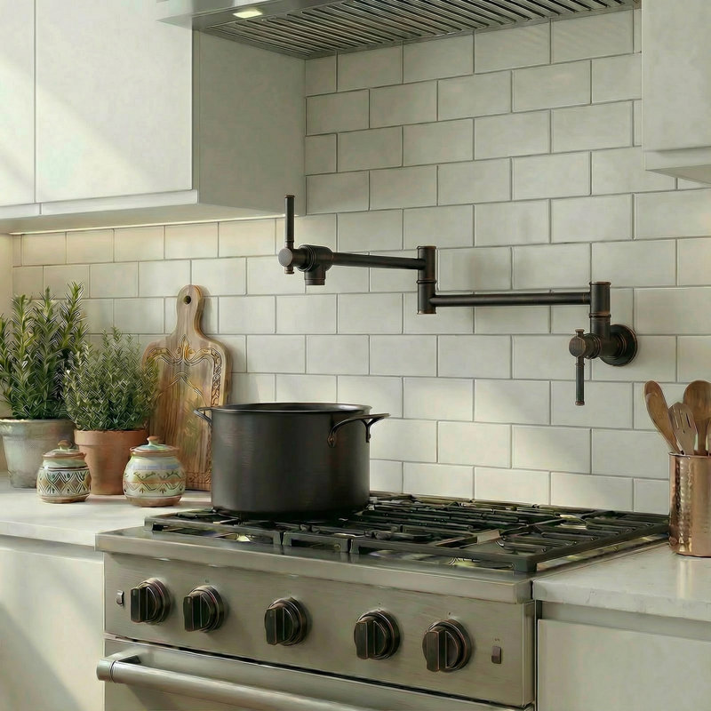 Robinet de cuisine mural moderne, Bronze frotté à l'huile