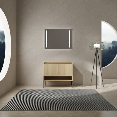 Meuble-lavabo 36 po - 2 portes à fermeture douce en bois d'ingénierie en chêne moderne