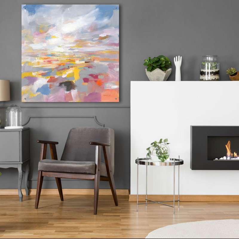 Art mural en verre «A Colorful Land» par Danhui Nai, H 36 po x l 36 po x P 0,2 po