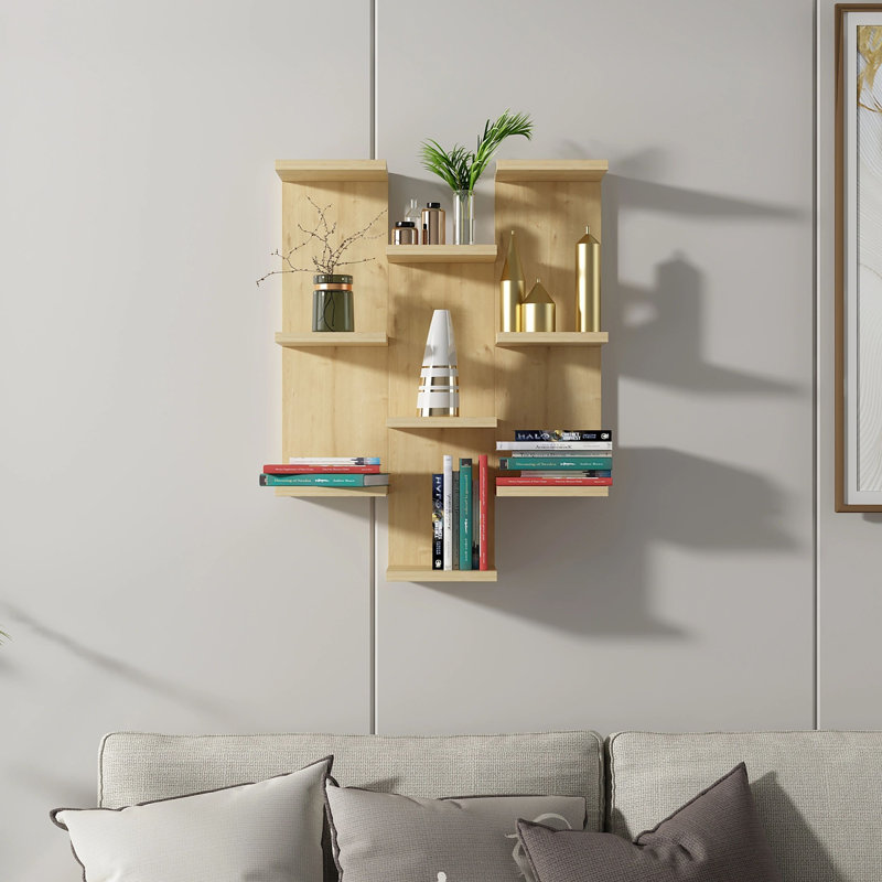 Conaty 9 Piece Floating Shelf, Oak