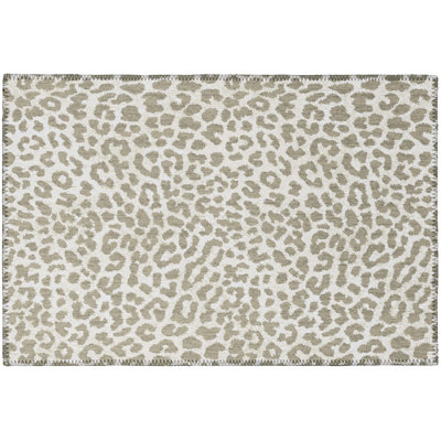 Tapis gris / blanc à imprimé animal
