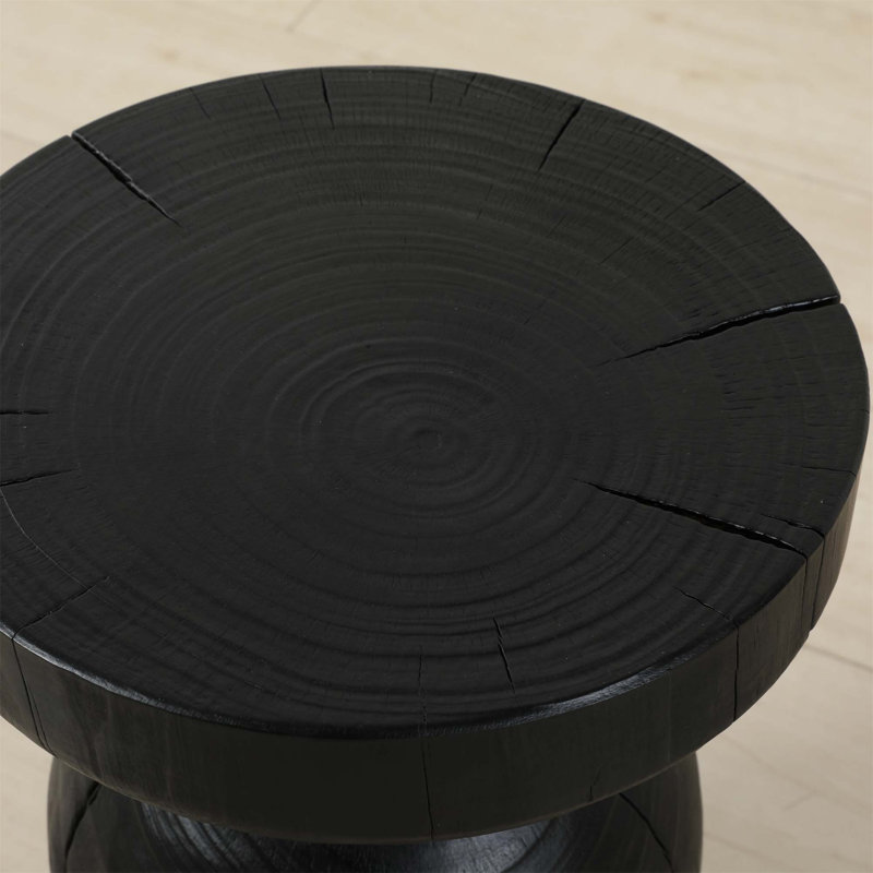 Table d'appoint fabriquée à la main en bois de manguier avec finition craquelée rétro