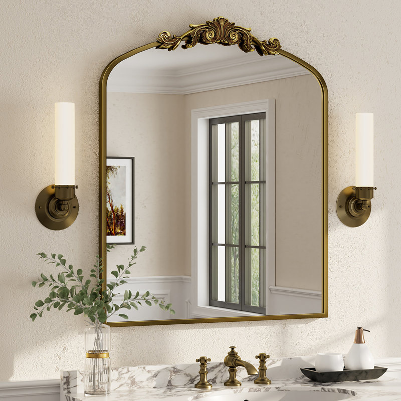 Miroir mural en verre trempé Amara, Doré, 36 po x 30 po