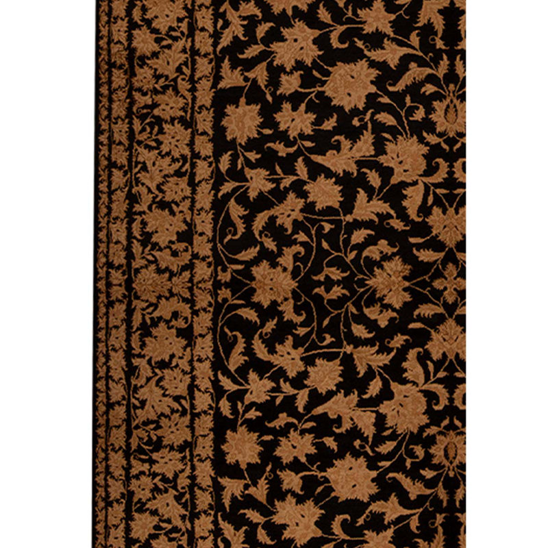 Tapis noir / or de haute qualité noué à la main de conception unique