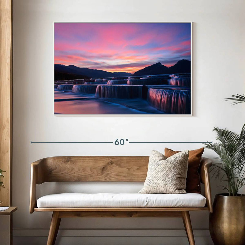 Marches en cascade, Cadre flottant blanc, 46 po x 31 po