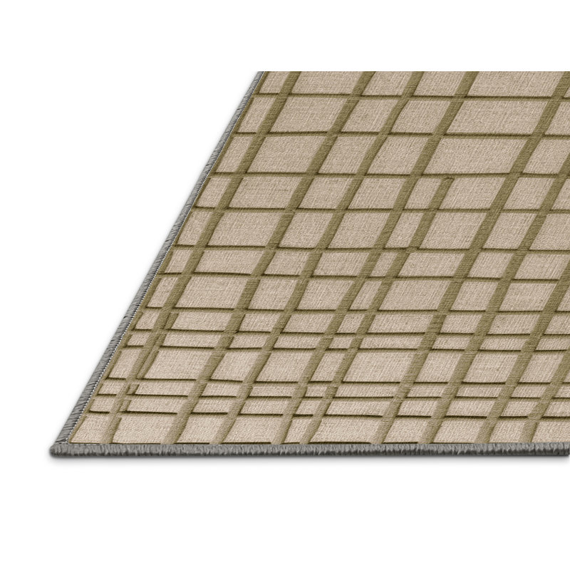 Machine Washable Trellis Gray Area Rug, Round 7'