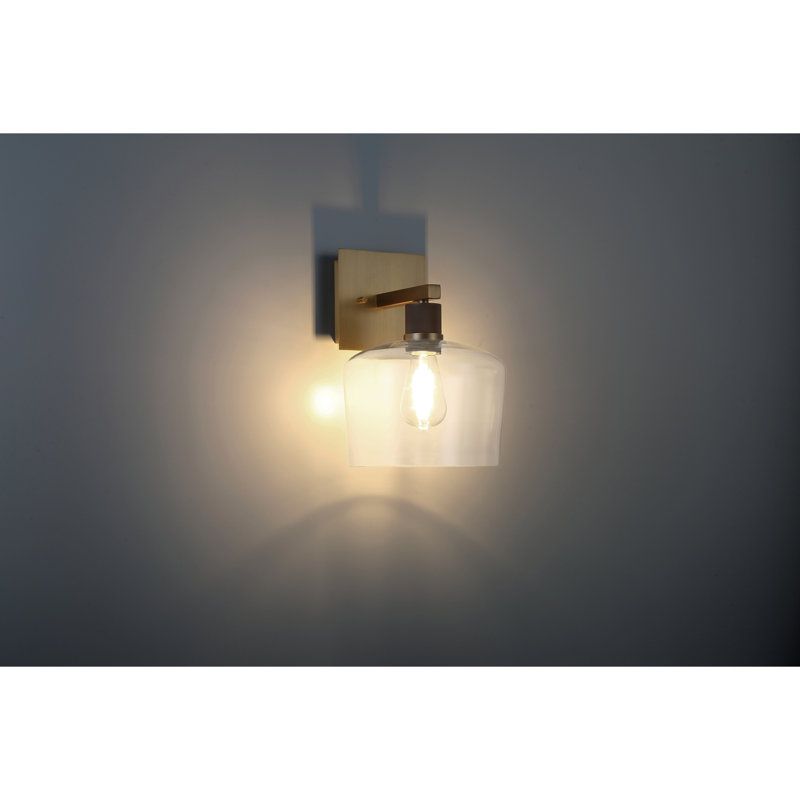 Aarian Chardonnay LED Wall Sconce - Clear Glass - Replaceable LED, Antique Brushed Brass