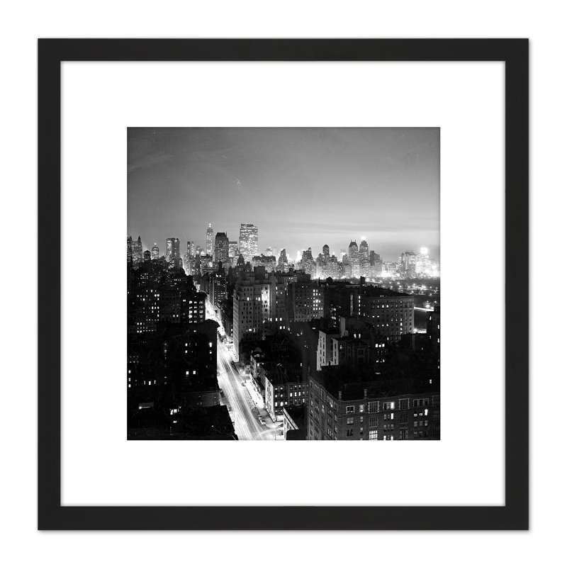 New York Night City Streets Vintage - Single Picture Frame Painting