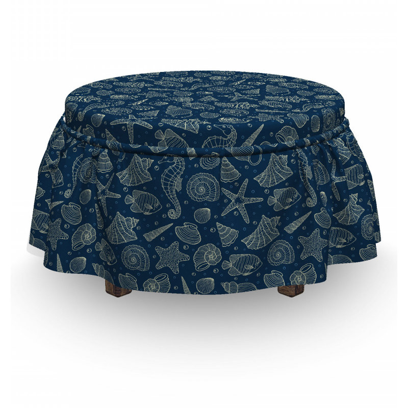 Ensemble de housse pour repose-pieds de coussin de boîte 2 pièces sea shells