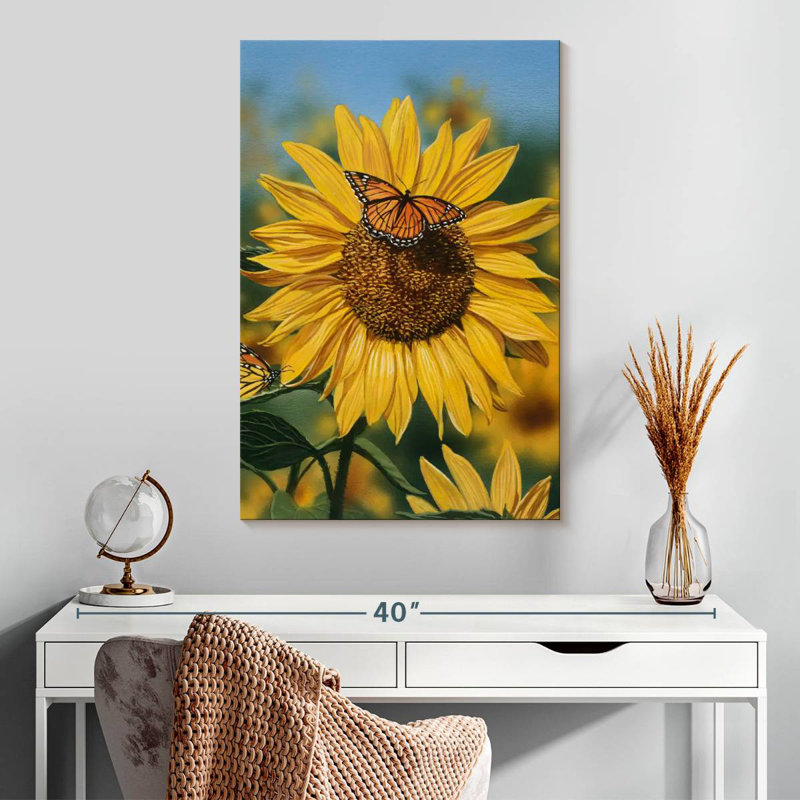 Harnek, tournesols, papillons, saison estivale, H 30 po x l 20 po