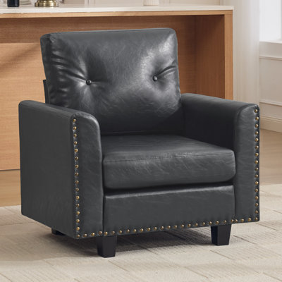 Faux Leather Button Tufted Sofa – Nailhead Trim, Modular Design, Accent Chair to 4-Seat Sectional