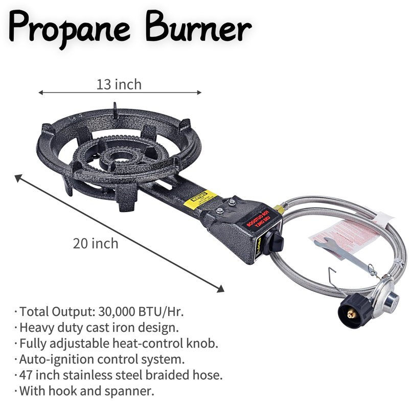 ARC 23" Black and Stainless Steel Propane Burner Set
