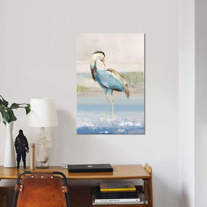 «Heron on The Beach I», reproduction sur toile, H 12 po x l 8 po x P 0,75 po, Pas de tapis, Toile tendue