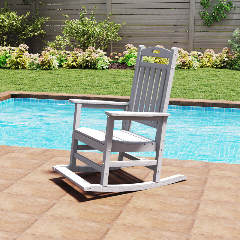 Chaise berçante d'extérieur surdimensionnée en PEHD avec pied de lit, Café