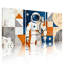 «Retro Astronaut Space Exploration», impression sur toile tendue à motif géométrique rétro (ensemble de 3)-1096597457