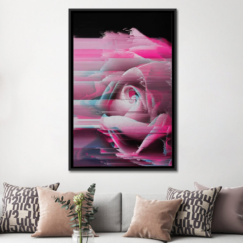 « rosa rosae », impression sur toile, H 26 po x l 18 po x P 1,5 po, Toile avec cadre noir, Pas de tapis