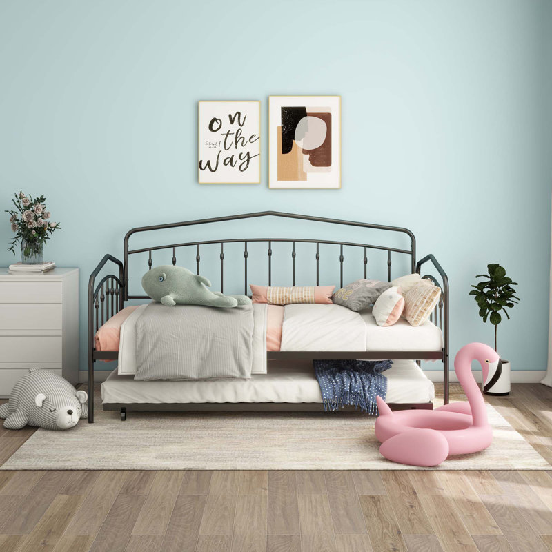 Fox twin daybed with twin trundle, Black