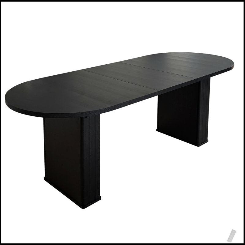 Table de salle à manger extensible ovale pour 4 à 8 personnes, base en bois pour les réunions de famille et de salon