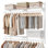 Système de placard, organisateur d'insertion de placard, 4 à 6 pi, étagère réglable en métal avec 4 tiges de suspension, 4 tablettes et crochets, pour le garde-manger du garage