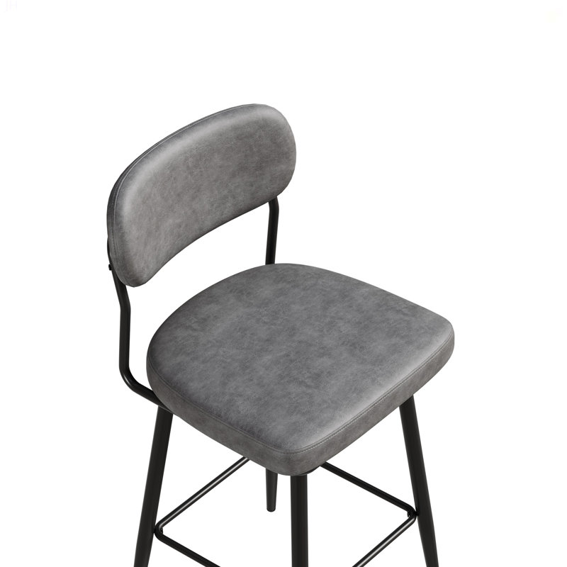 Ensemble de 2 tabourets de bar rotatifs à 360 ° avec tabourets de bar et coussins en cuir, Gris