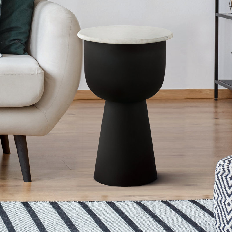 Abhiraj Black and White End Table