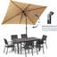 Parasol rectangulaire de 6,5 x 10 pi kaki avec manivelle, inclinable et auvent en polyester résistant aux rayons UV pour la piscine, la cour et le patio (sans base)