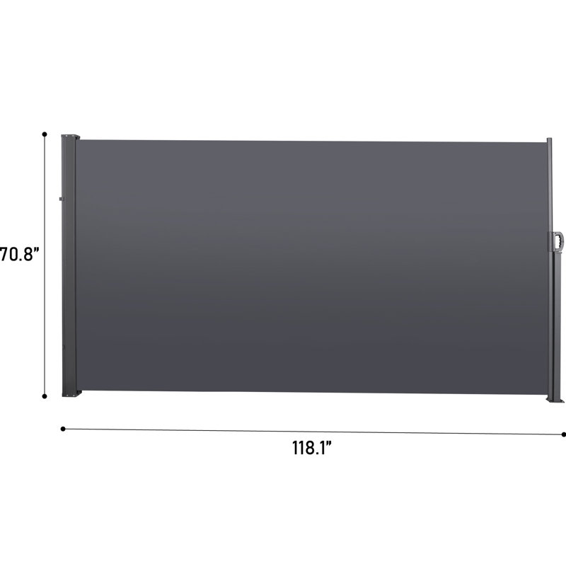 Privacy Screen Awning - Retractable, & Water . 118.1"X70.9", Grey Quality Retractable Side , Patio Screen. Dark
