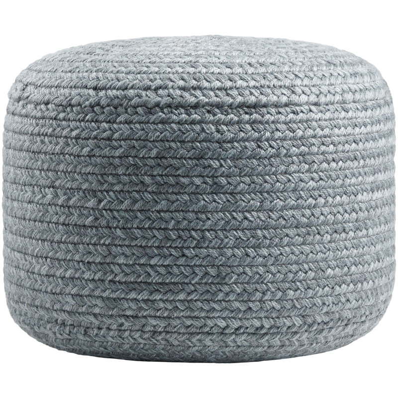 Upholstered Pouf, Gray Polyester Blend