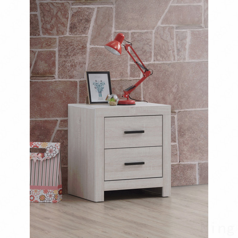 Table de chevet 2 tiroirs, Blanc