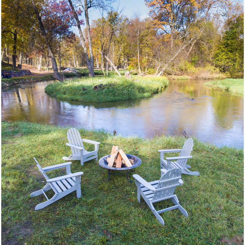 Leighton Foldable Outdoor Adirondack Set, Light Gray