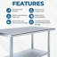 Table de préparation et de travail en acier inoxydable l 60 po x P 18 po Express KitchQuip-84423680