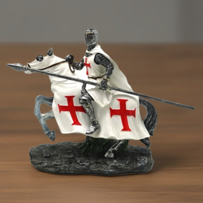 6"H White Crusader Cavalry Figurine