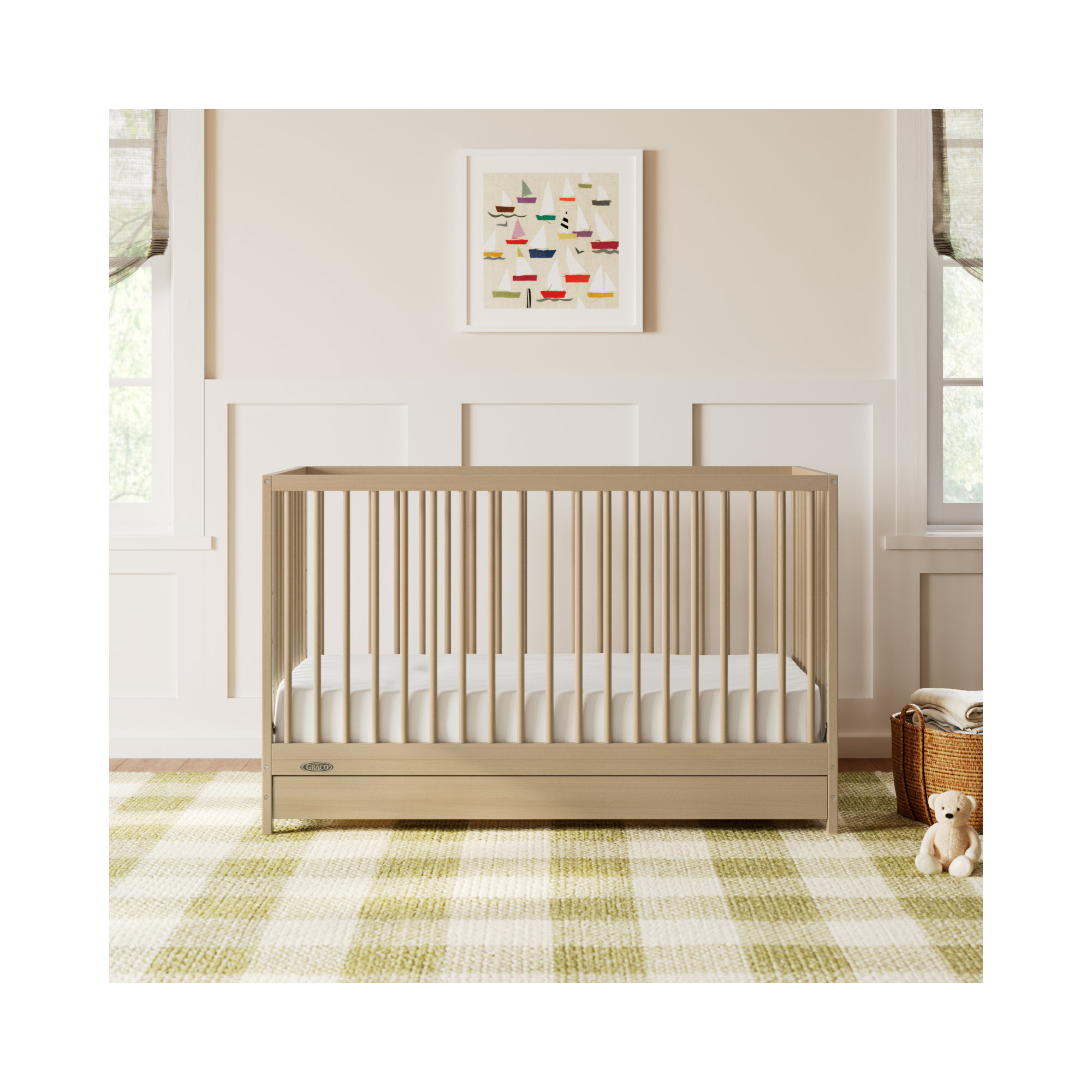 Teddi 5-in-1 Convertible Crib with Storage, Crib, Driftwood