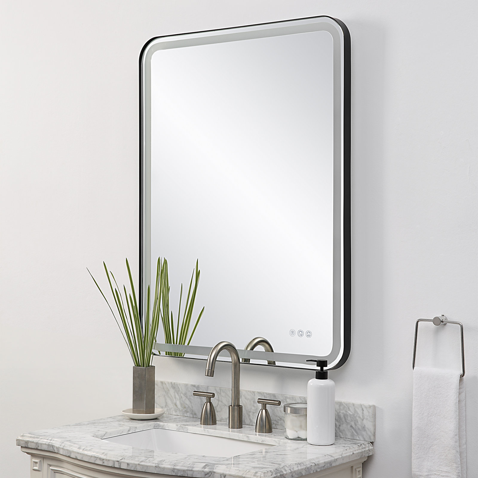 Mattia Rectangle Wall Mirror, Satin Black, 40" x 30"