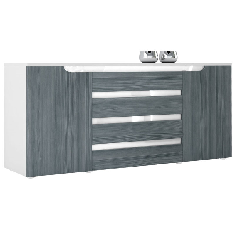 Autumn-Grace 166cm Sideboard, White (matt)/Avola anthracite/White (glossy)