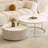 White Stone + Manufactured Wood Round Coffee Table-249973079