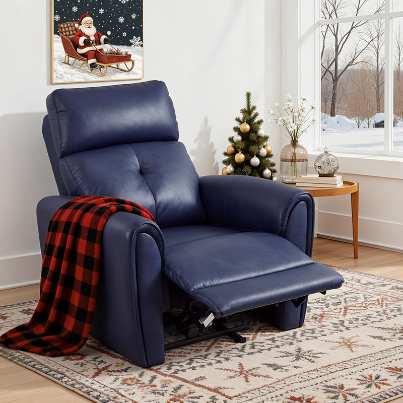 17.9"Seat Hight Small Zero Wall-Hugger Recliners Chair with Lumbar Support & USB and Type-C Charging Ports, Faux Leather