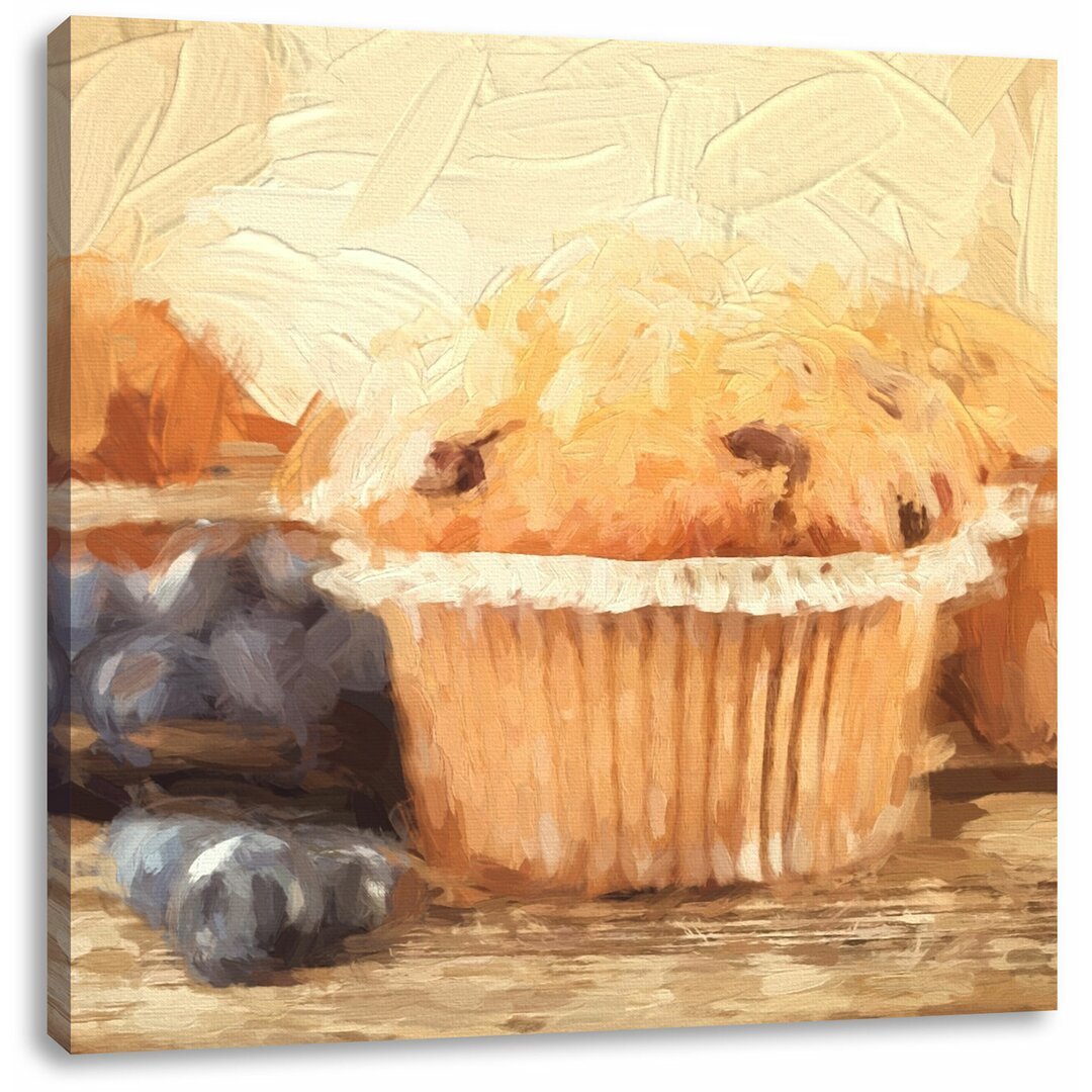 Leinwandbild Leckere Muffins mit Blaubeeren