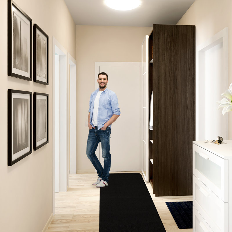 Tapis de couloir antidérapant - noir, Tapis de couloir 3 pi x 14 pi