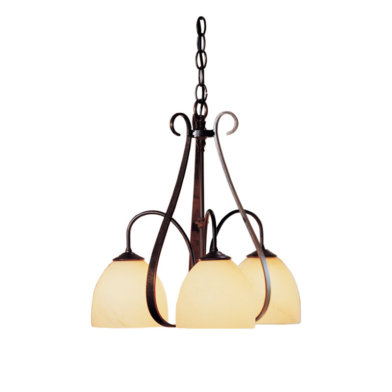 Sweeping Taper 3 - Light Shaded Classic/Traditional Chandelier, Bronze, Water Glass