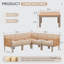 Ensemble de mobilier modulaire de patio 6 pièces, ensemble de conversation extérieur avec cadre en aluminium avec coussins lavables de 6 po d'épaisseur et table basse, canapé modulaire toutes saisons pour bord de piscine, terrasse, cour, beige