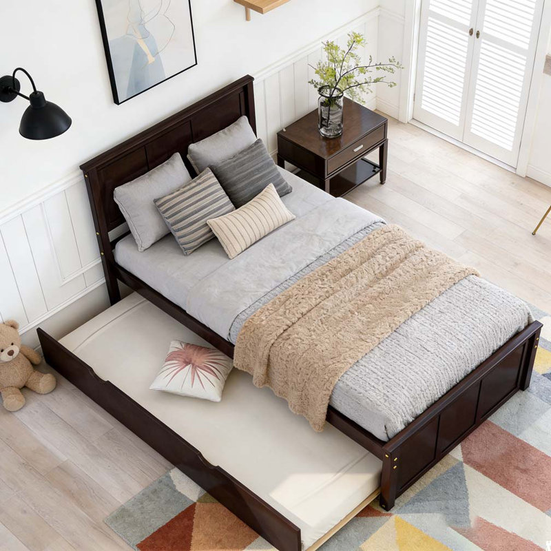 Lit plateforme avec lit gigogne simple, Gris