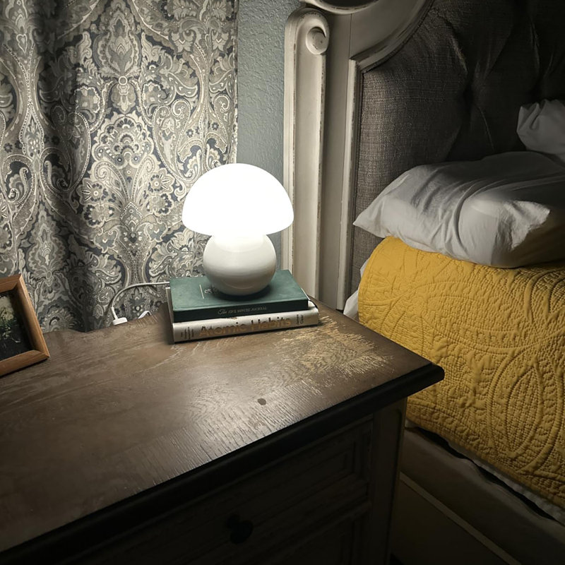 Lampe de table blanche avec champignon Mid-Century