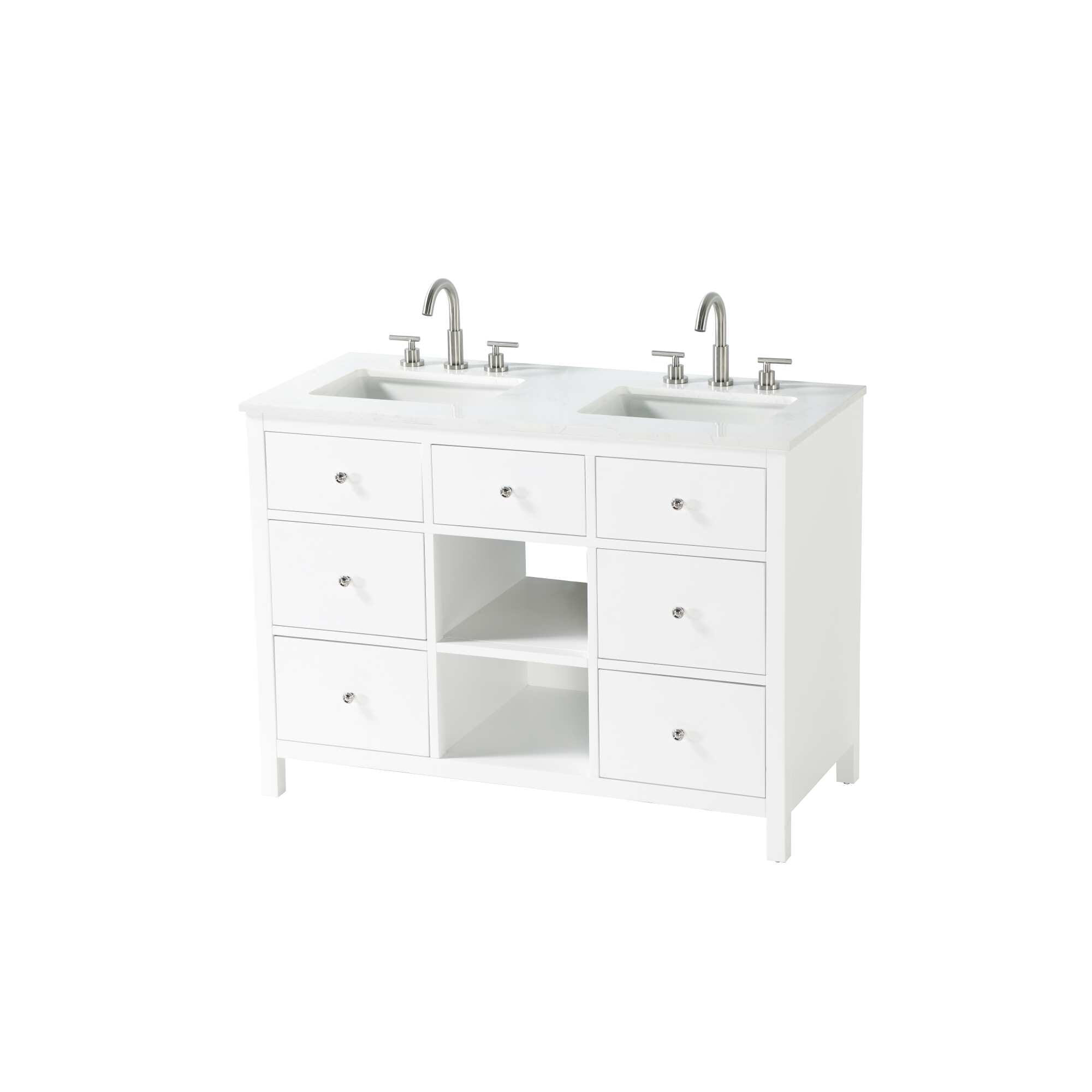 Double Bathroom Vanity, White/Chrome, 48"