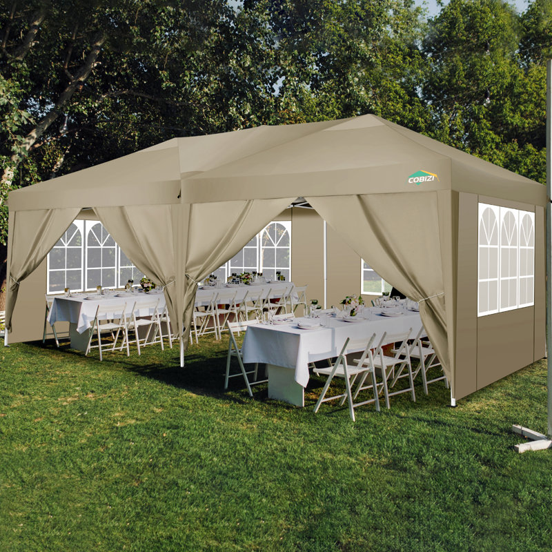 Pop up Canopy Tent, Waterproof Commercial Tent with 6 Removable Sidewalls, Grey