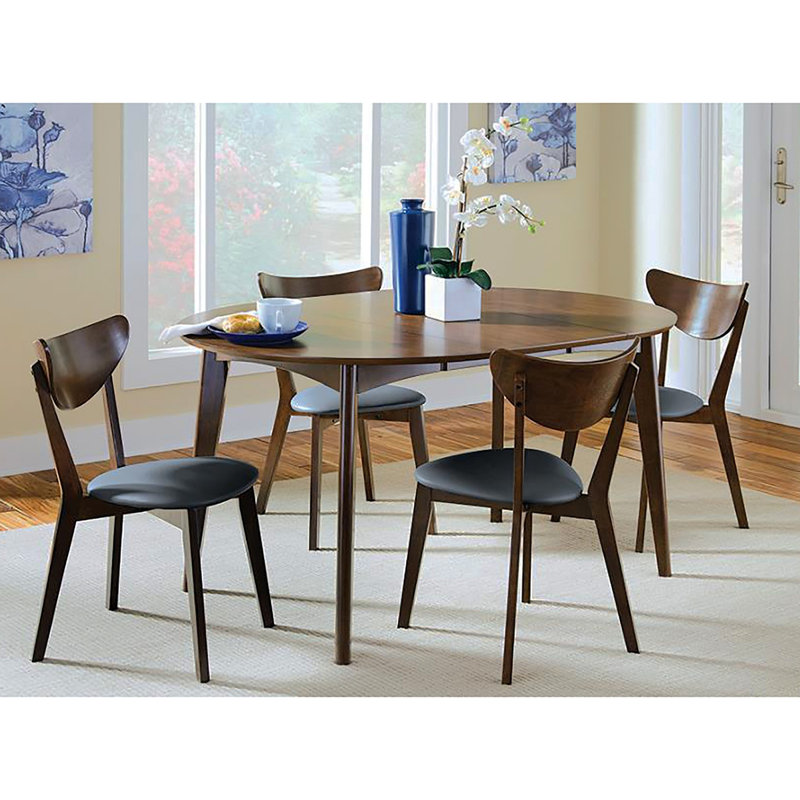 Noyer foncé et chaises d'appoint à dossier ouvert noir (ensemble de 2)