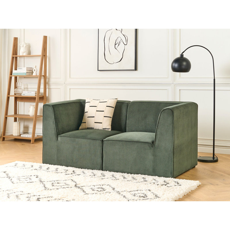 Barbaraa 2 Seater Corduroy Sofa, Green