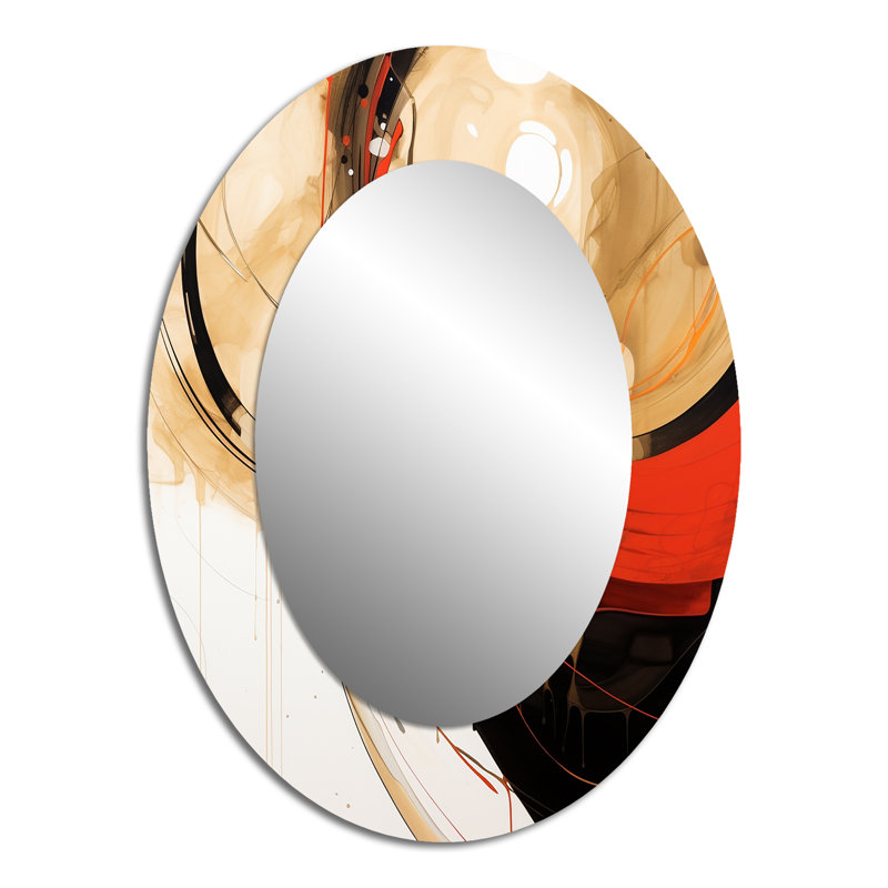 Conversations de la Terre - Formes dynamiques V - Miroir mural ovale moderne noir, 40 po x 30 po