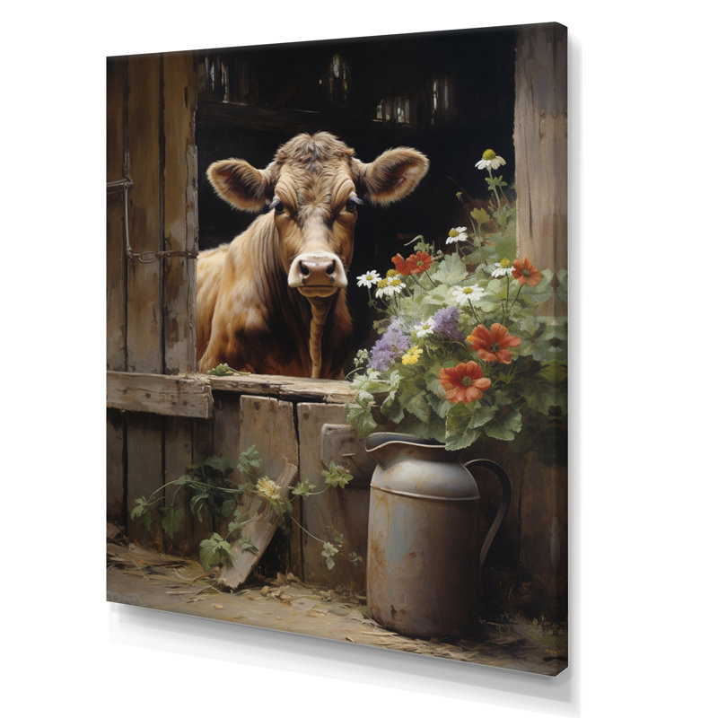 Brackeen Cow Rustic Charm III - vache, art mural, H 44 po x l 34 po x P 1,5 po, Toile tendue